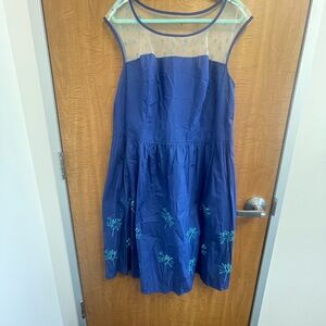 eShakti Blue Floral Dress with pockets